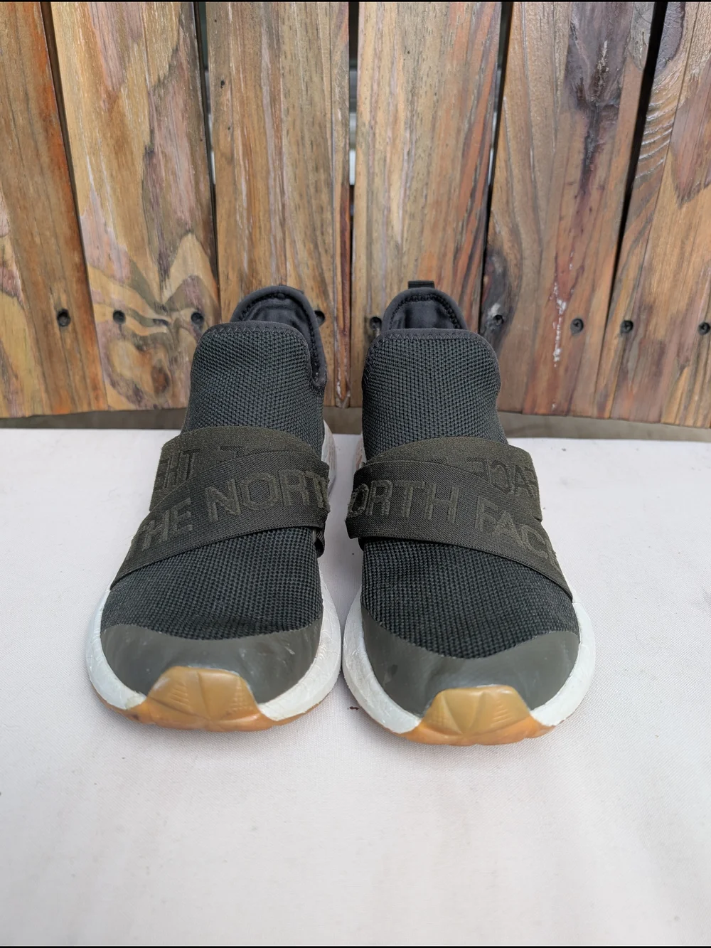The North Face Women’s Slip-On Athletic Sneakers in Olive Green and White
